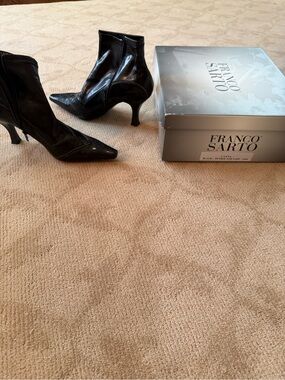 Franco Sarto Black Pointed Toe Ankle Boots